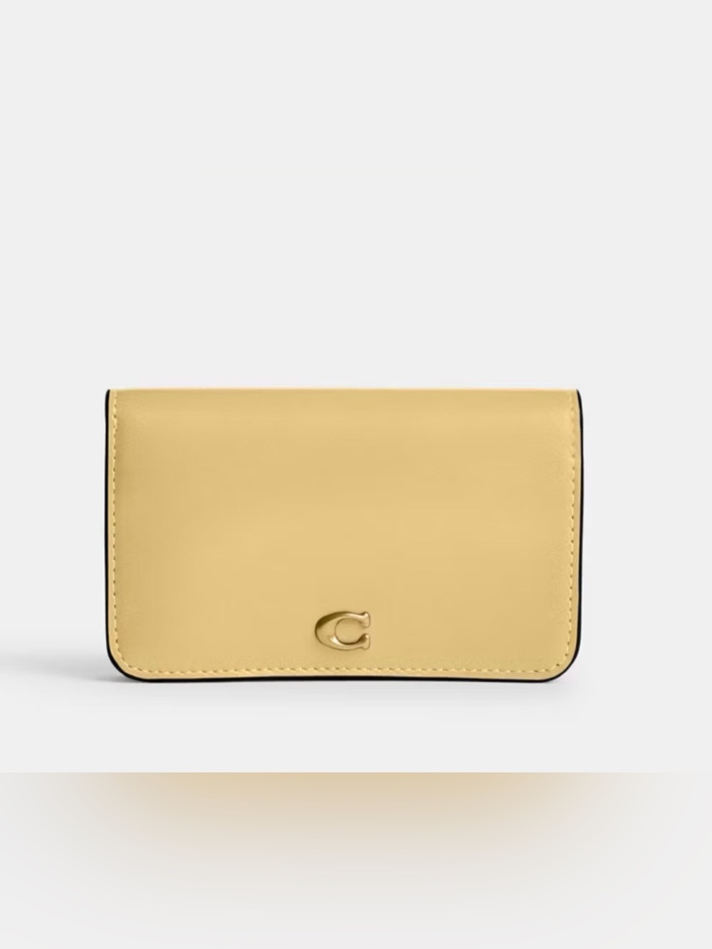 💛Coach NWT Vanilla Essential Leather Card Case Wallet with Gold 'C' Accent